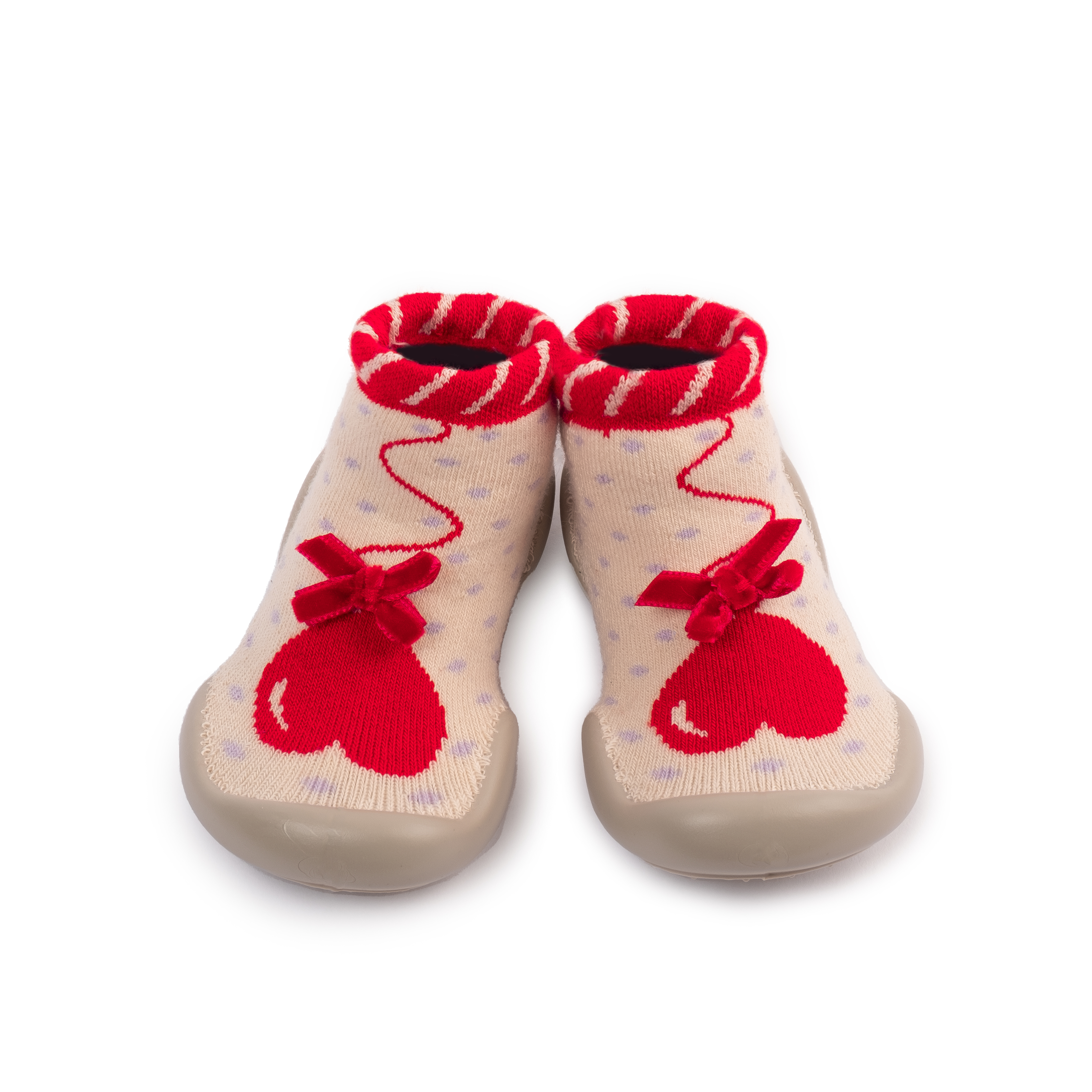 collégien Ballon Coeur avec Noeud velours rouge - Chaussons