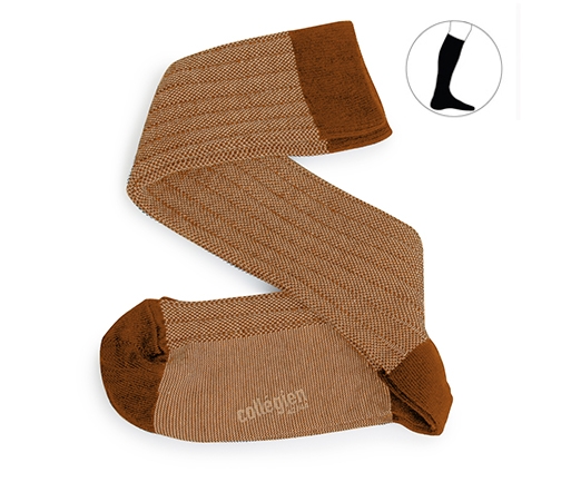 collégien Monsieur Rétro - Chaussettes hautes à côtes rétro - Moutarde