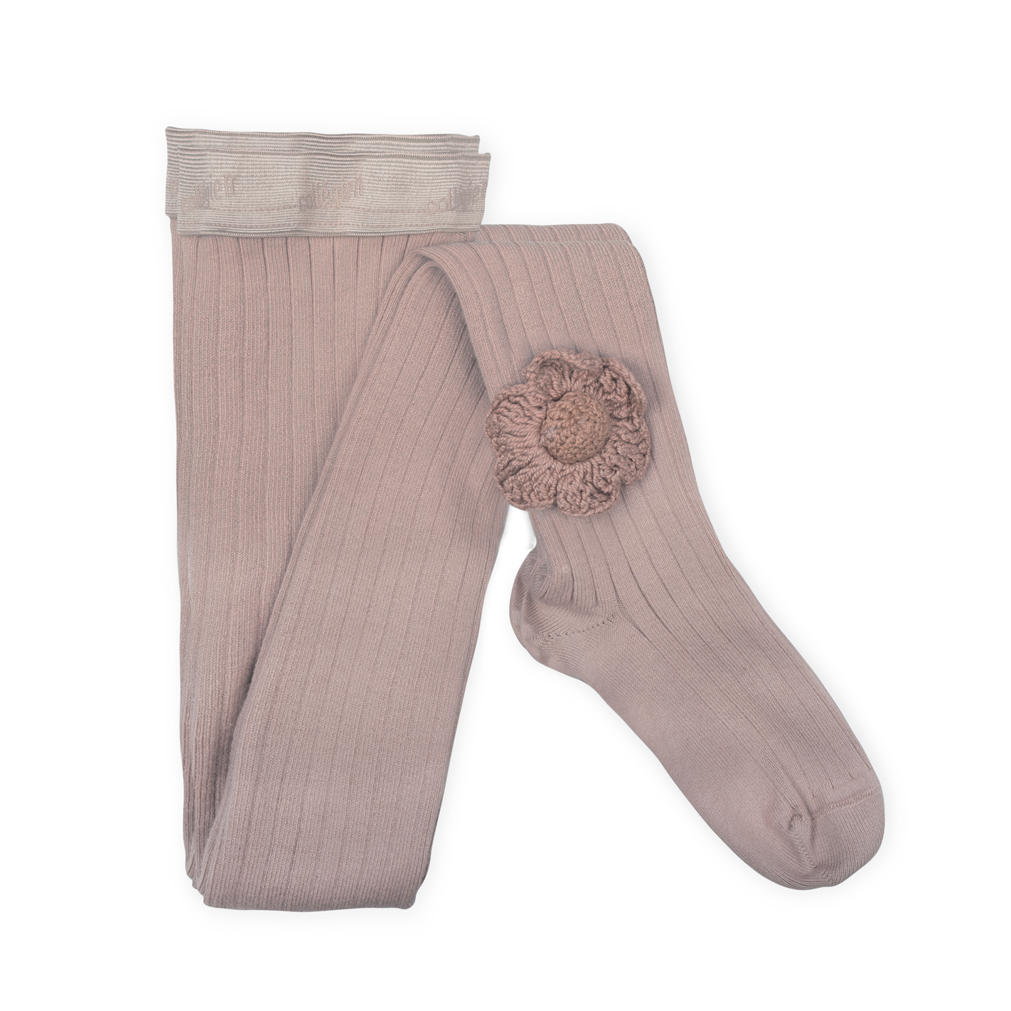 collégien Floriane - Collants avec fleur crochet - Vieux Rose