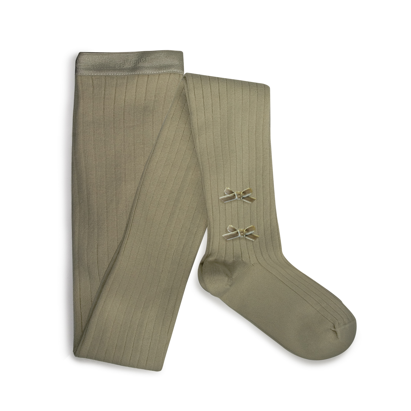 collégien Capucine - Collants à côtes avec nœud en velours - Sauge
