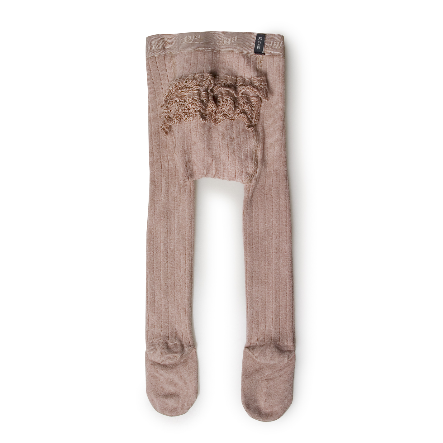 collégien Colombe - Collants à côtes culotte avec dentelle - Vieux Rose