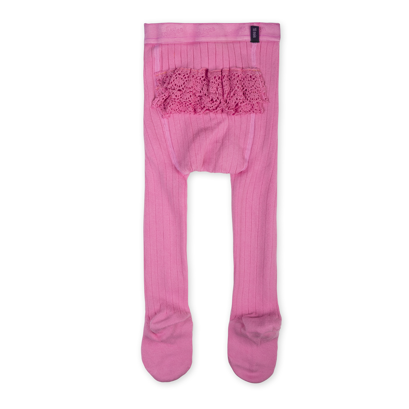 Colombe Collants à côtes culotte avec dentelle Rose Bonbon