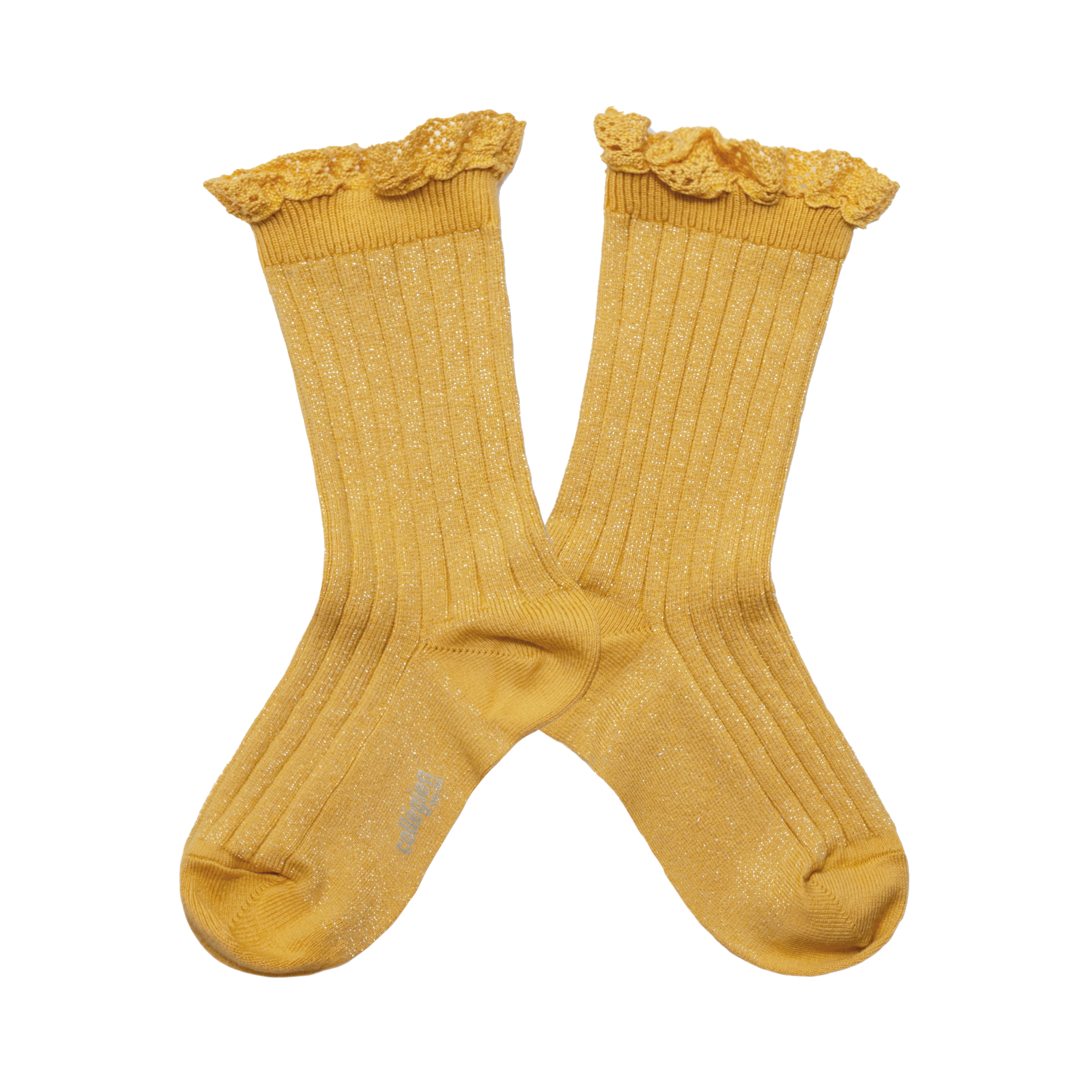 collégien Victorine - Chaussettes brillantes avec dentelle - Camomille