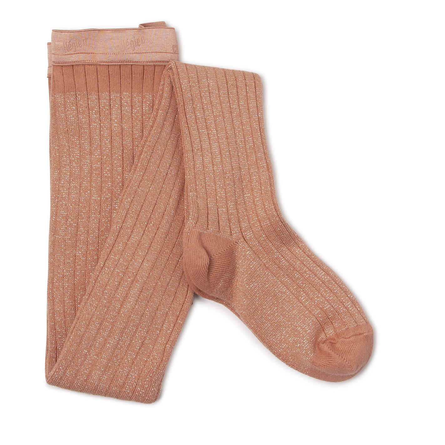 collégien Amélie - Collants à côtes brillant - Bois de Rose