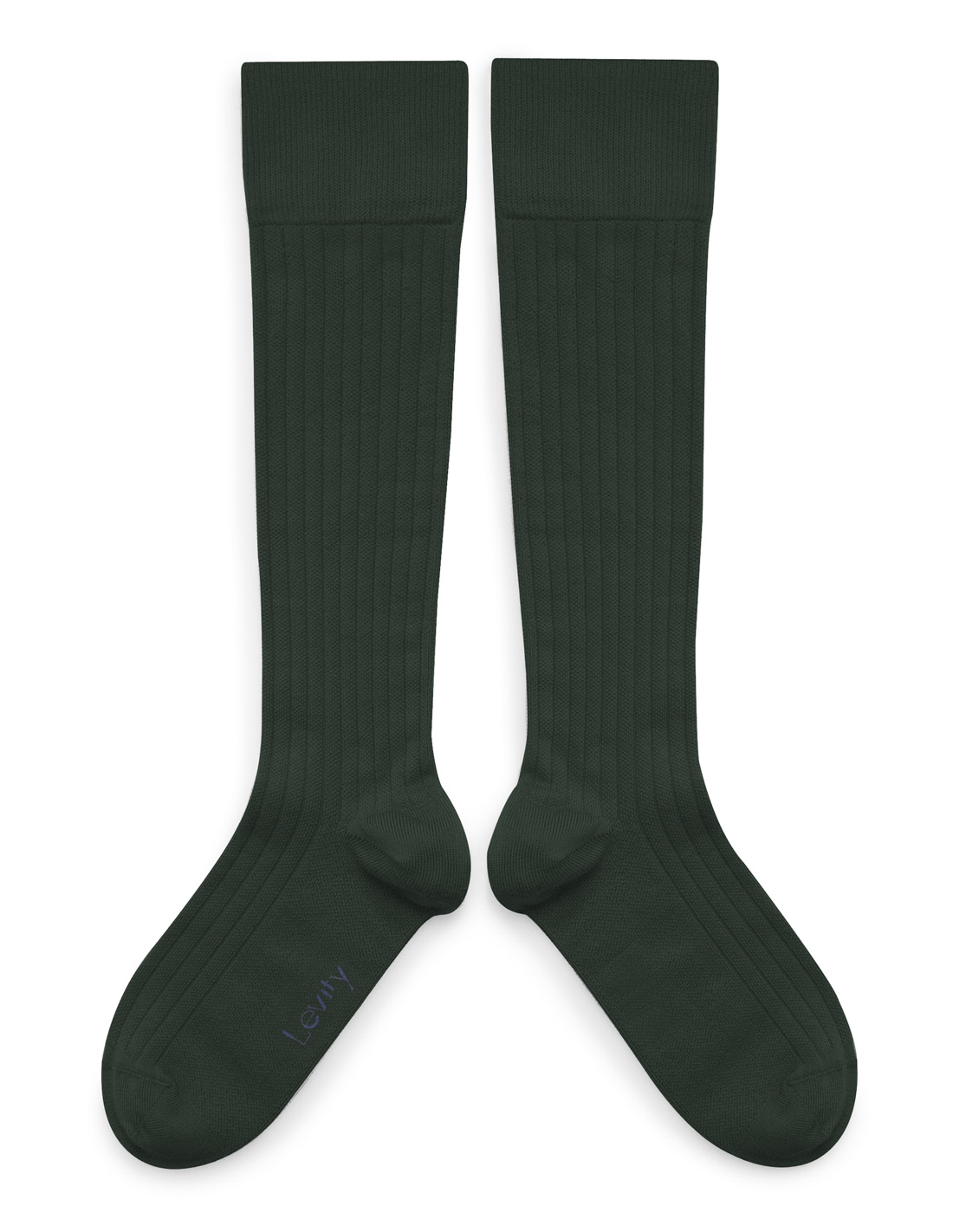 collégien Pierre - Chaussettes hautes à côtes énergisantes Lévity en coton - Vert Forêt