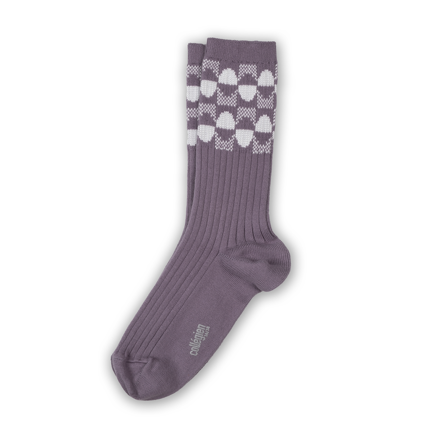 collégien Olivia - Chaussettes à côtes Art Déco - Glycine du Japon