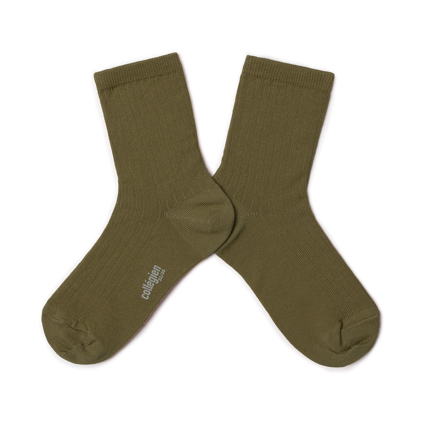 collégien Paul - Chaussettes courtes à côtes en fil d'Ecosse - Olive du Lubéron