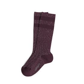 Chaussettes Madame Claire brillantes à rayures sport à côtes Aubergine
