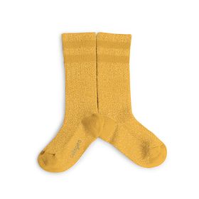 Chaussettes Claire brillantes à rayures sport à côtes Miel Doré