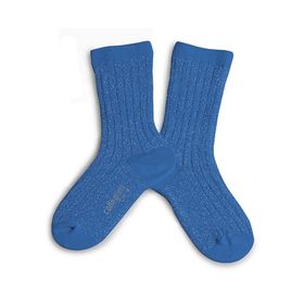Chaussettes brillantes à côtes - Cobalt